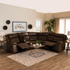 Baxton Studio Vesa Brown Upholstered 6-Piece Sectional Recliner Sofa with 2 Seats 159-9922